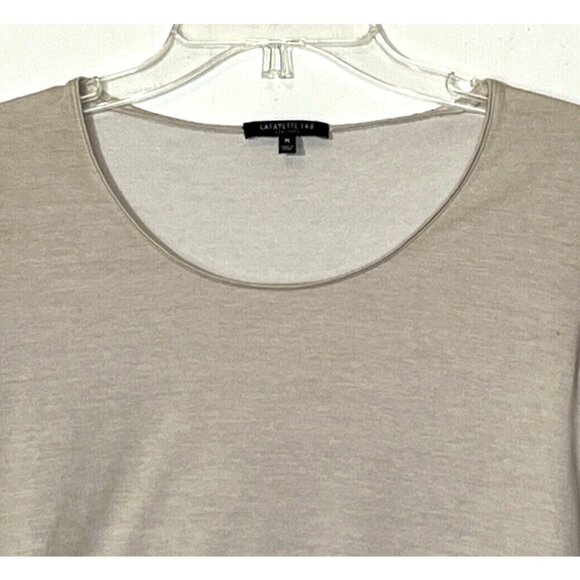 New Lafayette 148 New York 100% Cotton Beige Long Sleeve Tee-Shirt Top - Picture 3 of 5